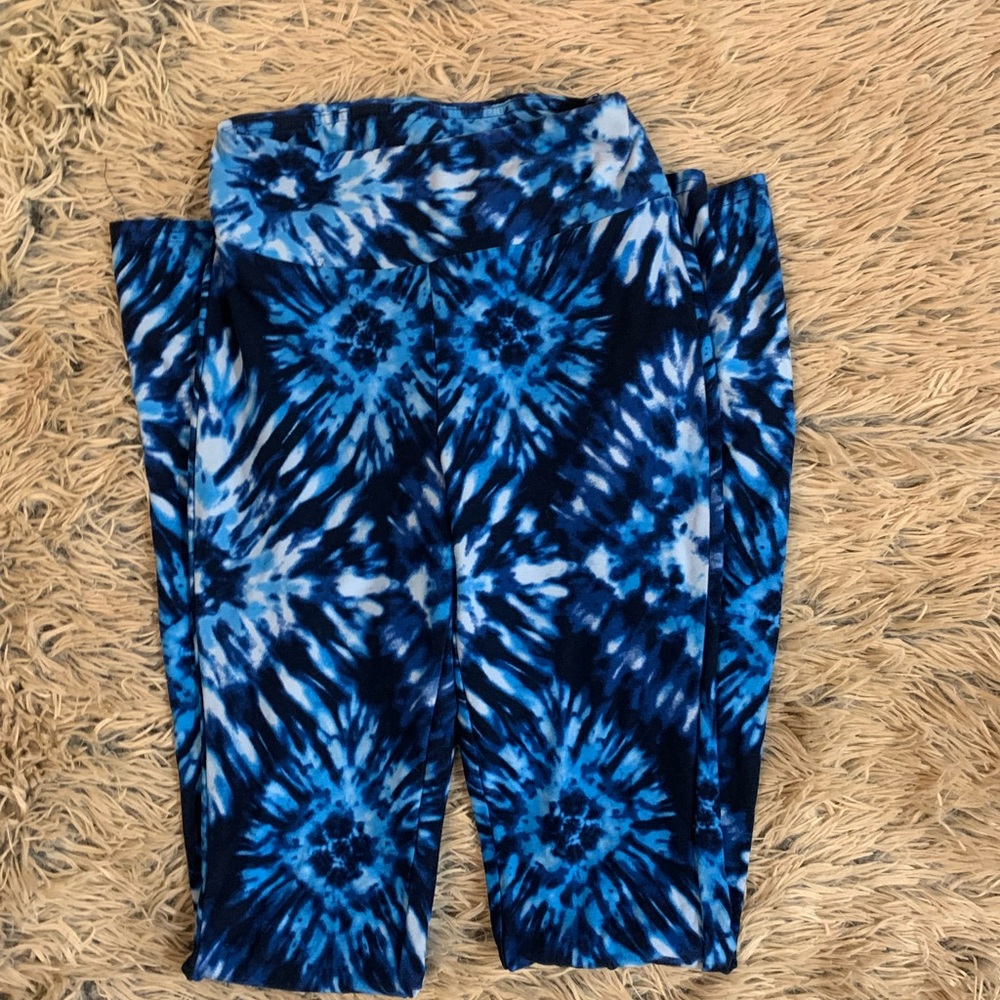 Blue Tie-dye Flare Leggings
